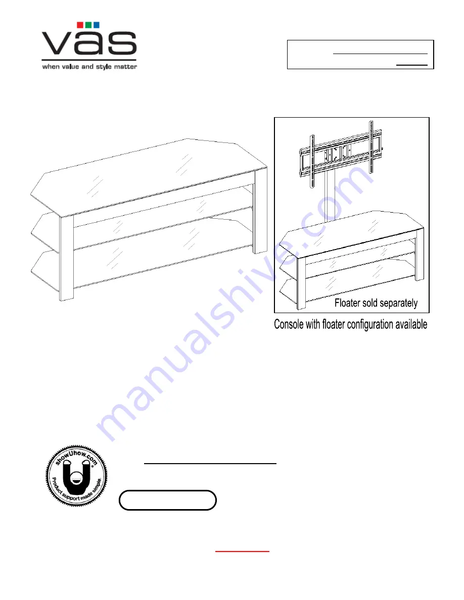 VAS Furniture Mfg. Inc. AVC9001GB Assembly Instructions Manual Download Page 1