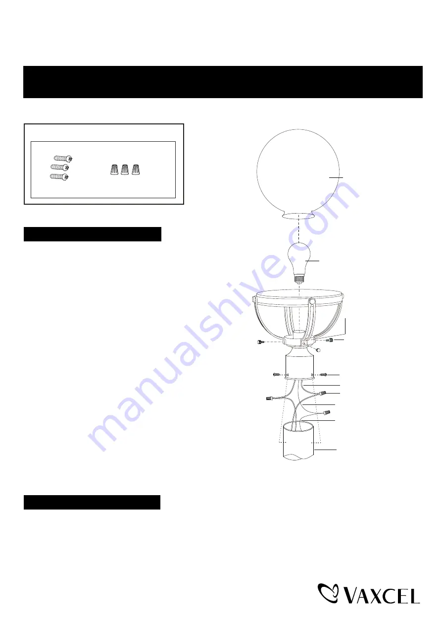 Vaxcel T0454 Assembly And Installation Instructions Download Page 1