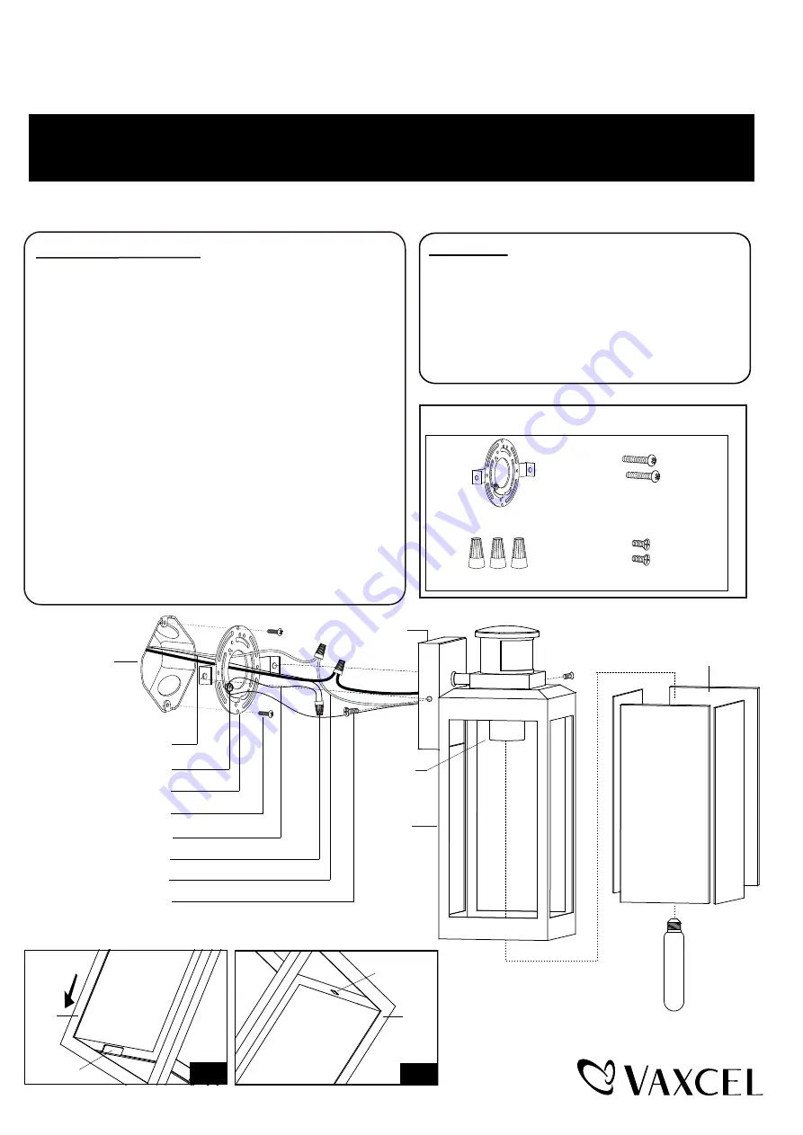 Vaxcel T0599 Assembly And Installation Instructions Download Page 1