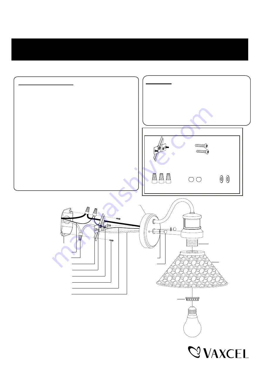 Vaxcel T0669 Assembly And Installation Instructions Download Page 1