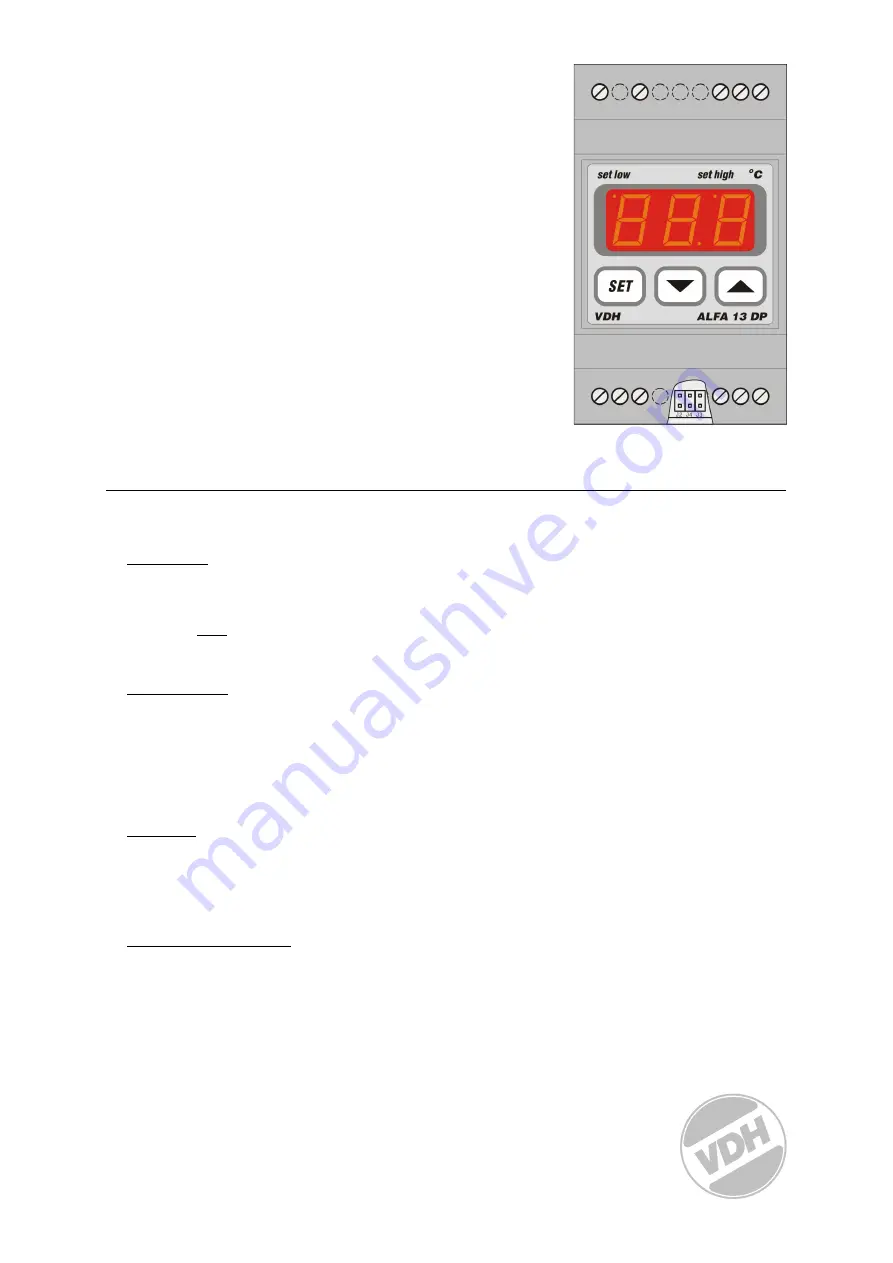 VDH ALFA 13 DP Pt100 User Manual Download Page 1