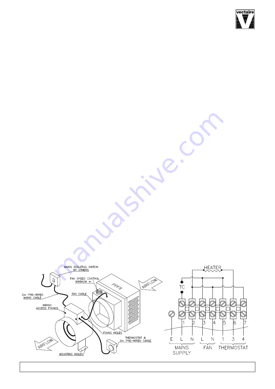 Vectaire PPF9 Installation, Operating And Maintenance Instructions Download Page 4