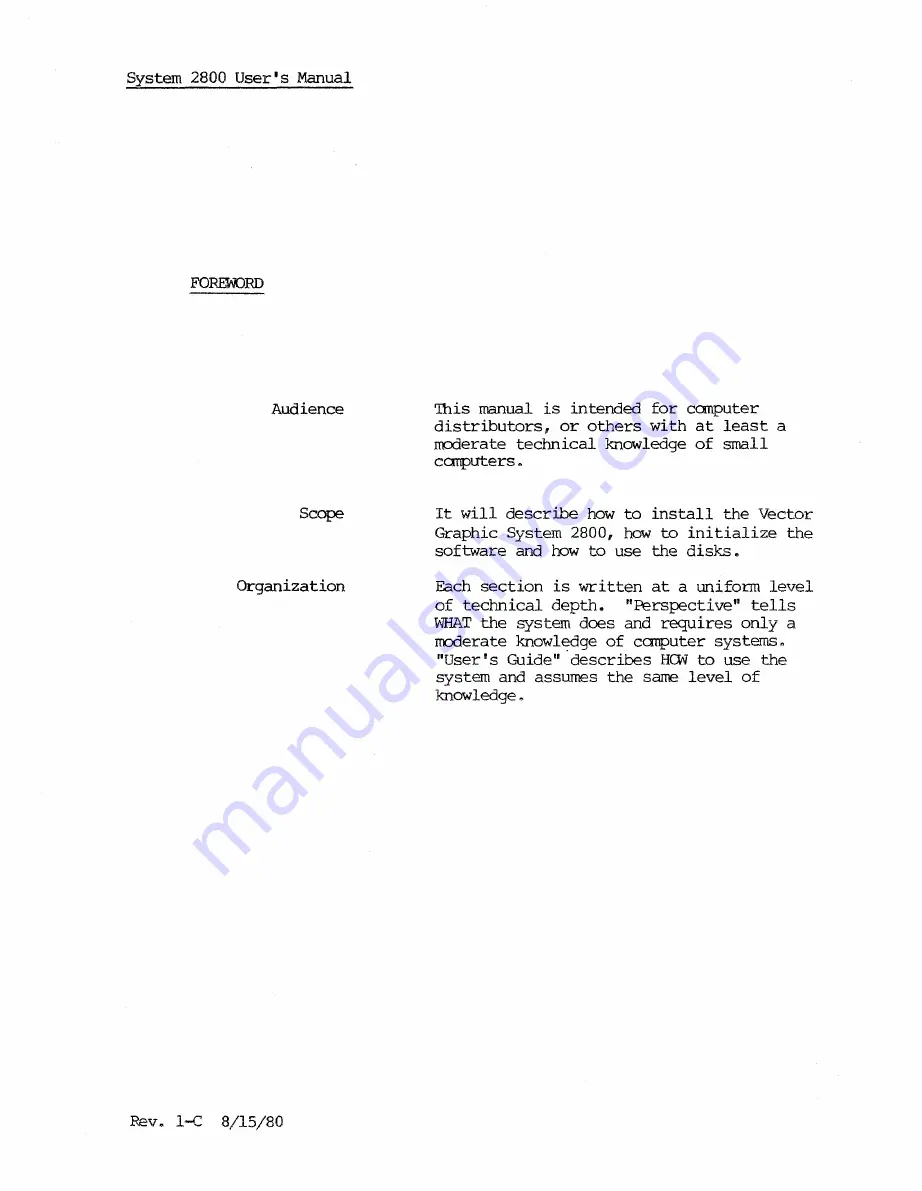 Vector Graphic System 2800 User Manual Download Page 7