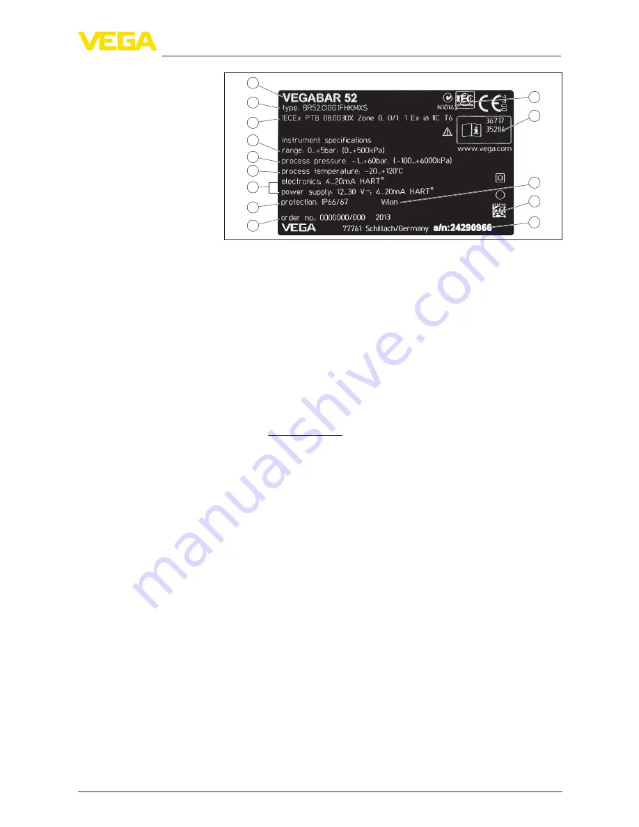 Vega VEGABAR 66 Operating Instructions Manual Download Page 9