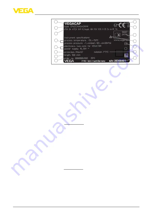 Vega VEGACAP 65 Operating Instructions Manual Download Page 9