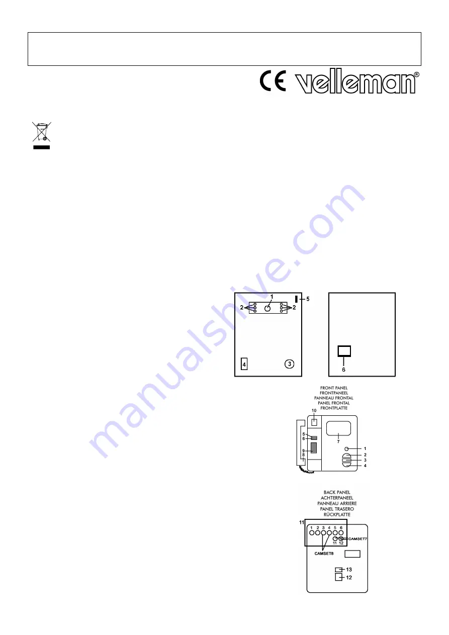 Velleman CAMSET7 Manual Download Page 1