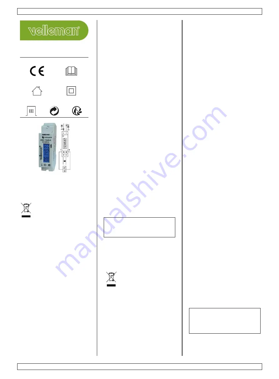 Velleman EMDIN01 User Manual Download Page 1