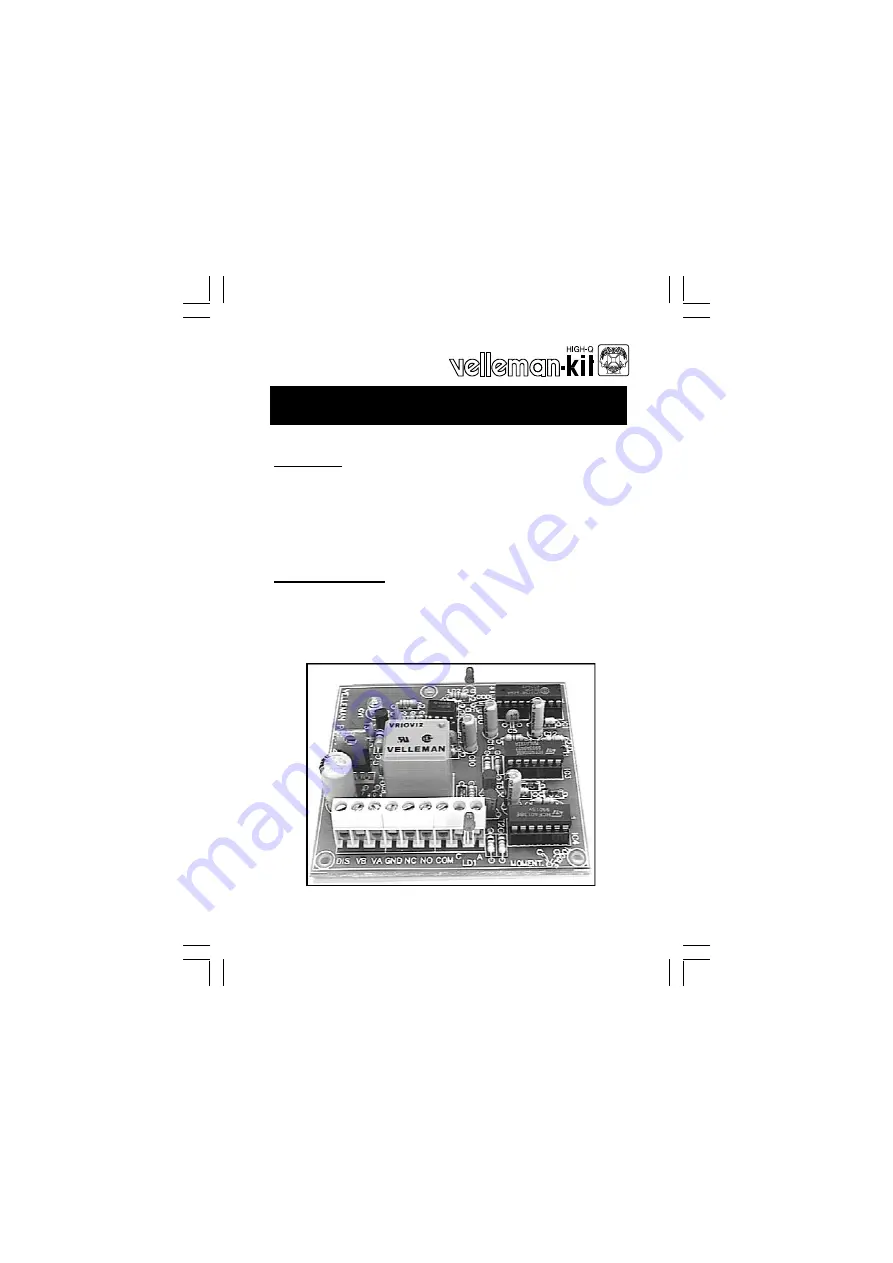 Velleman K6707 Скачать руководство пользователя страница 1