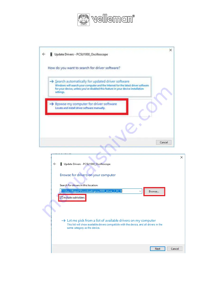 Velleman PCSU1000 Software Installation Download Page 5