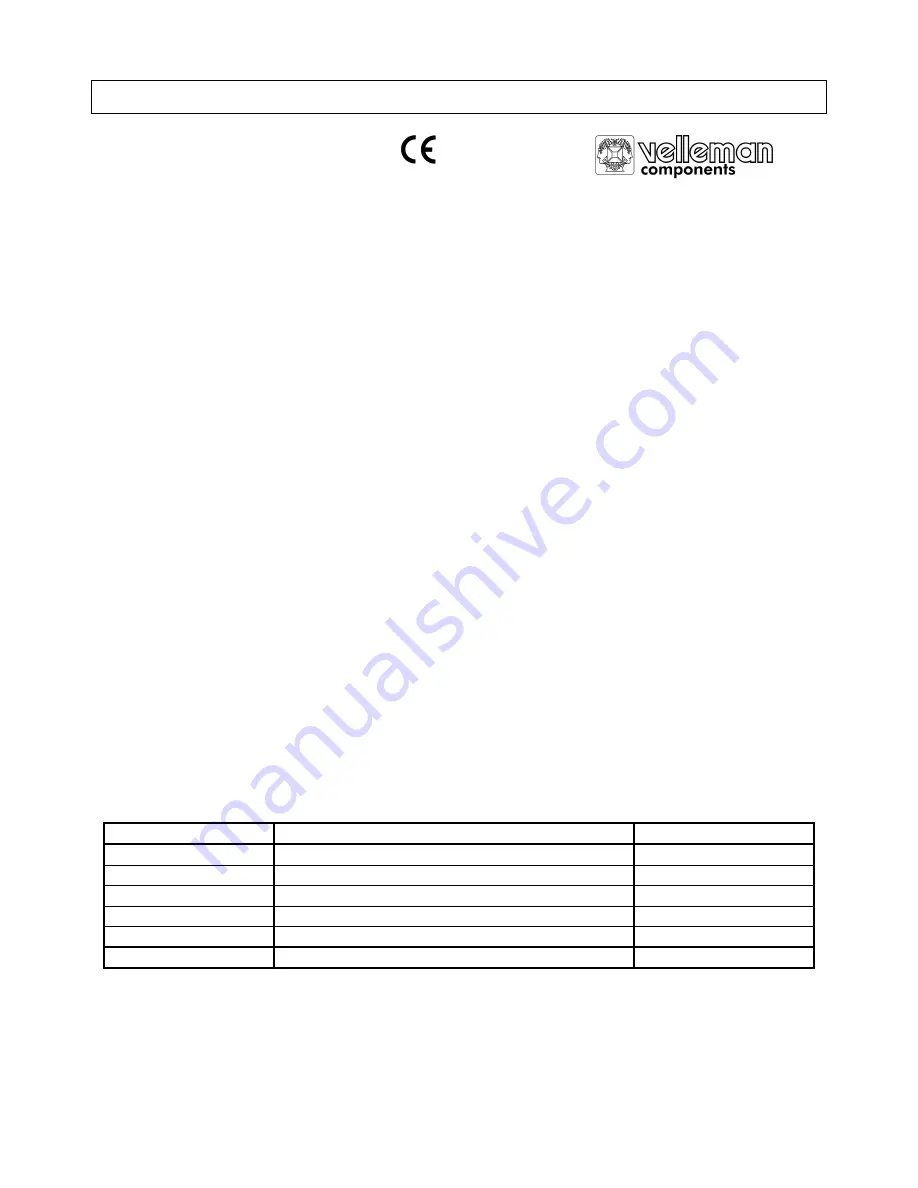 Velleman VL2000H Manual Download Page 1