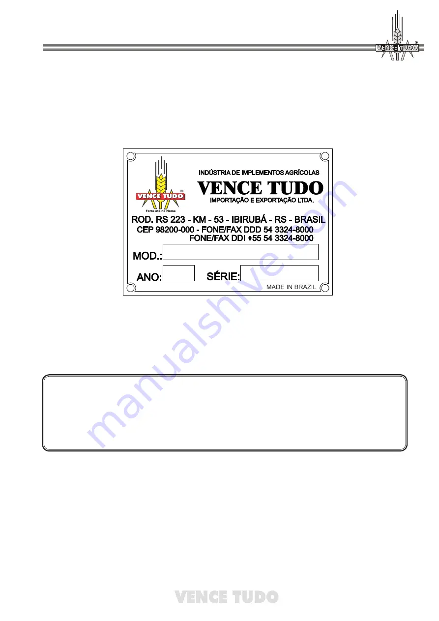 VENCE TUDO SA 7300 Operation Manual Download Page 9