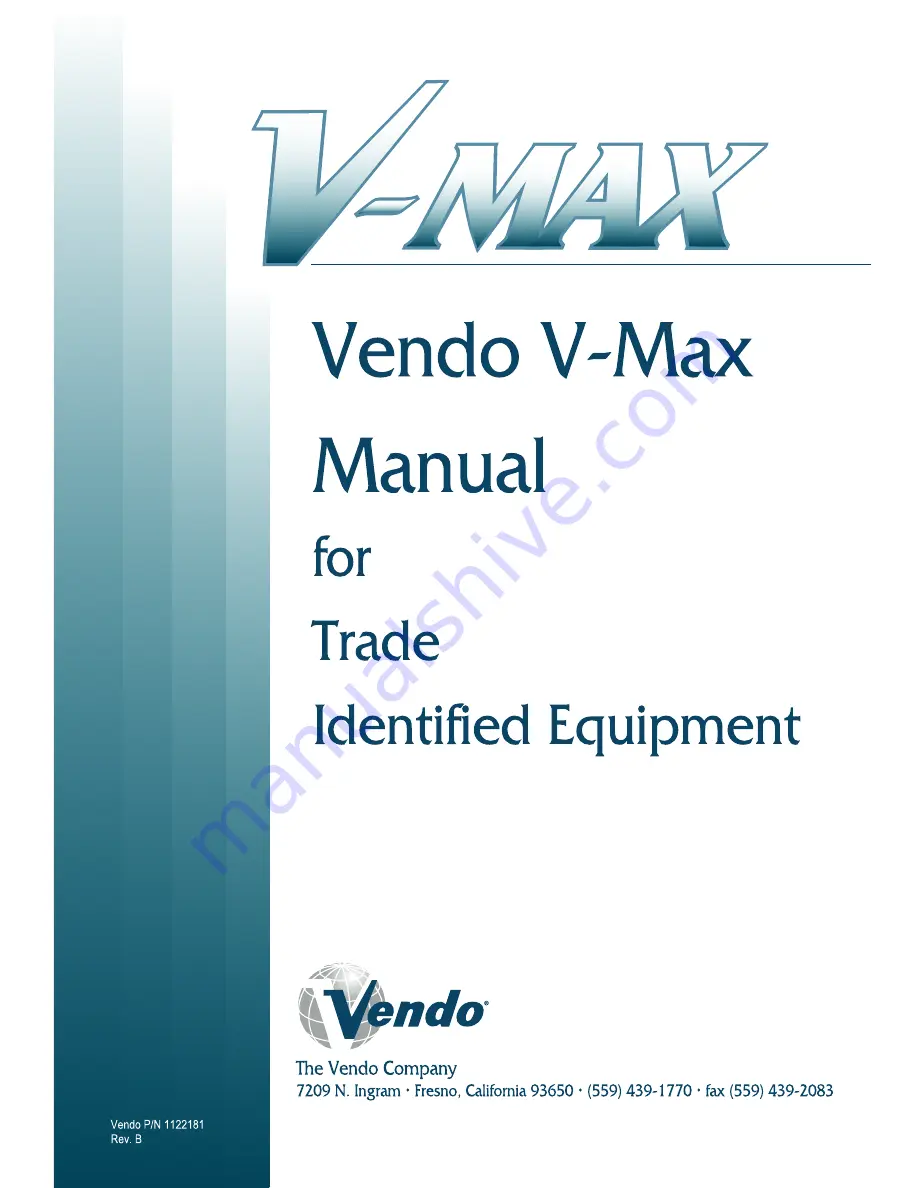 Vendo V-MAX 576 Parts And Service Manual Download Page 1