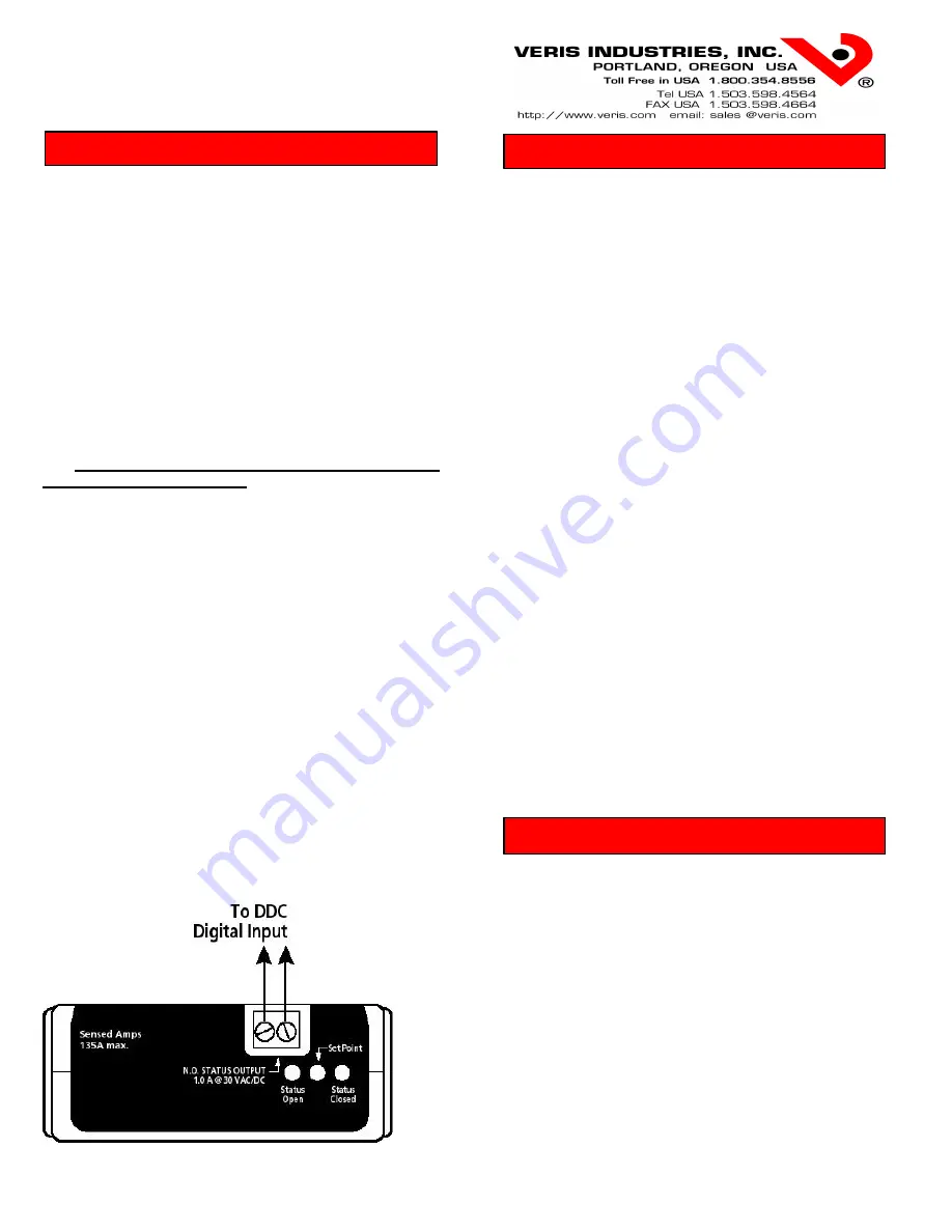 Veris HAWKEYE 708 Installation Instructions Download Page 1