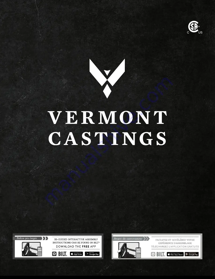 Vermont Castings 085-3173-8 Assembly And Operation Manual Download Page 1