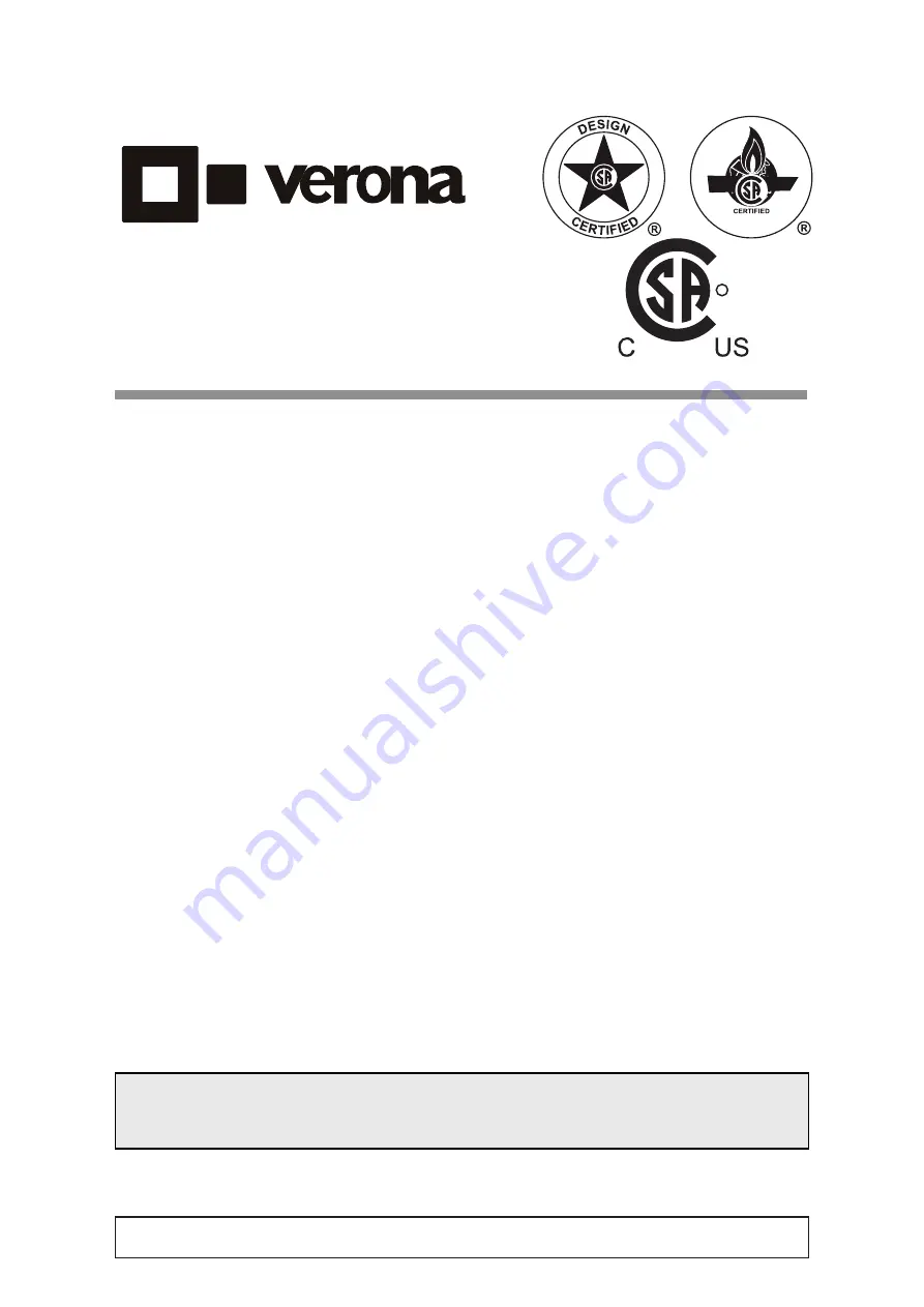 Verona VDGCT212F Series Installation Instructions Manual Download Page 1