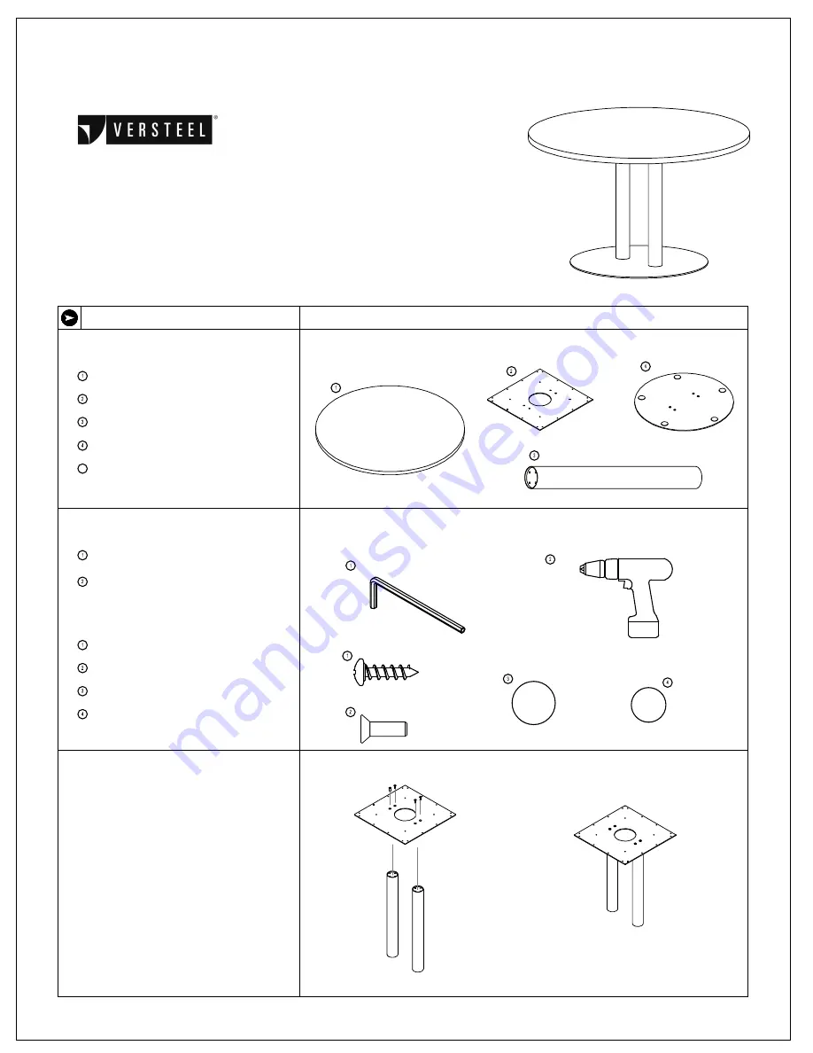 Versteel FIXED TABLE Assembly Instructions Download Page 1