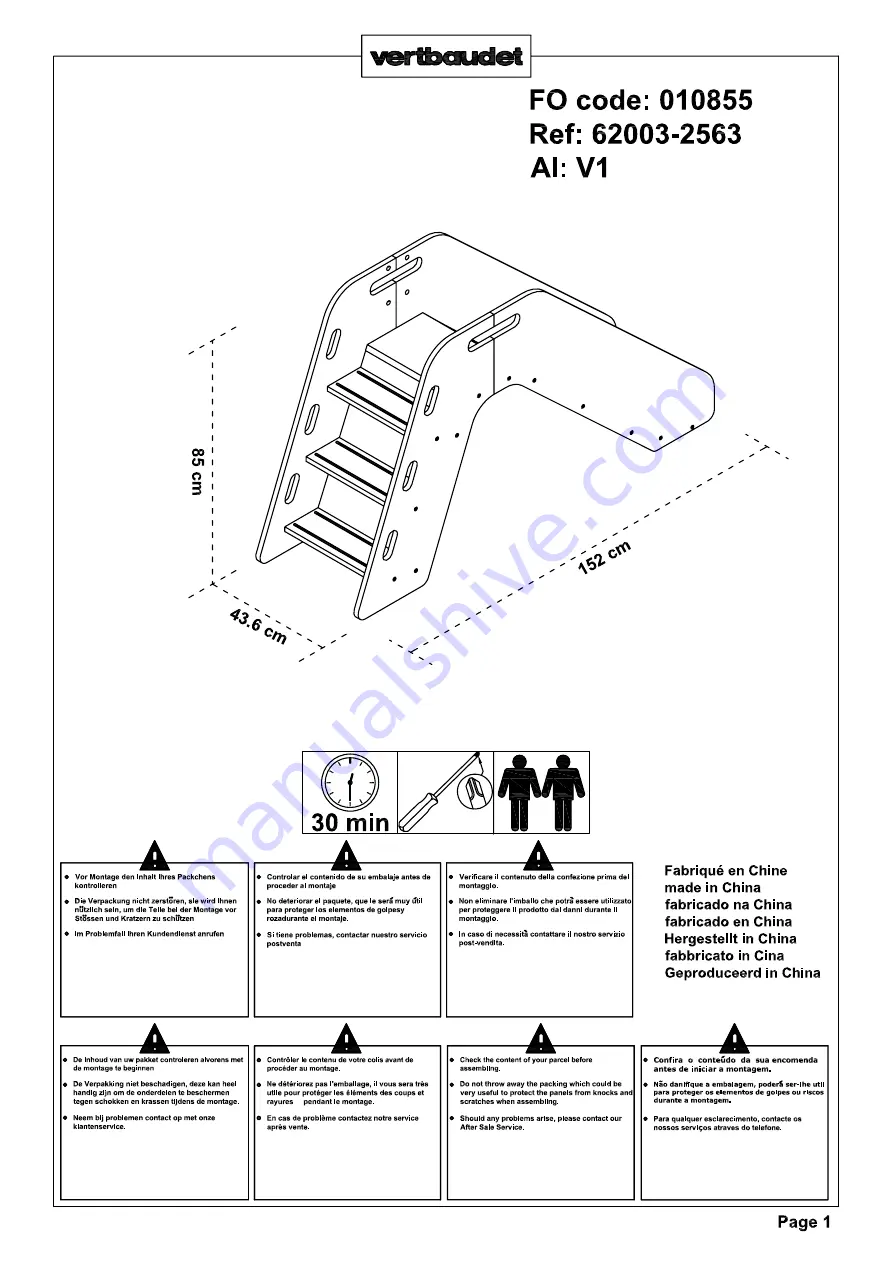 VERTBAUDET 62003-2563 Assembly Instructions Manual Download Page 1