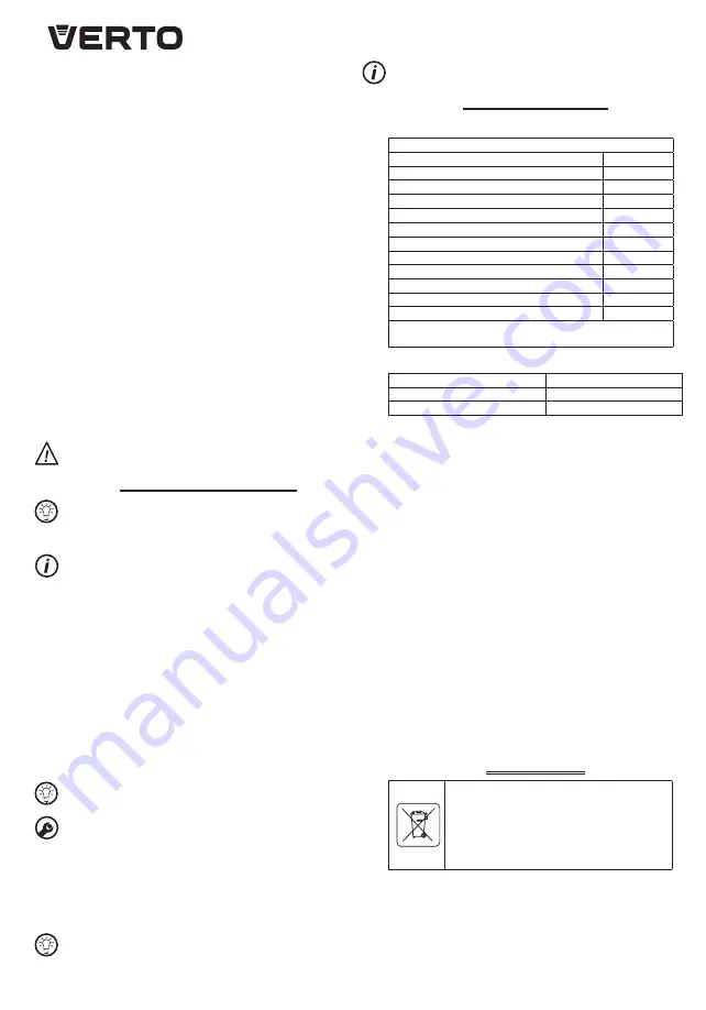 VERTO 52G530 Instruction Manual Download Page 16