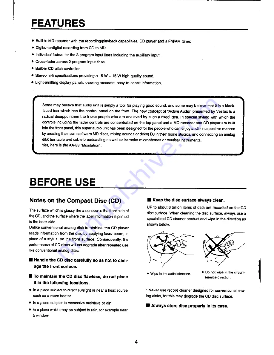 Vestax AA-88 Instruction Manual Download Page 4