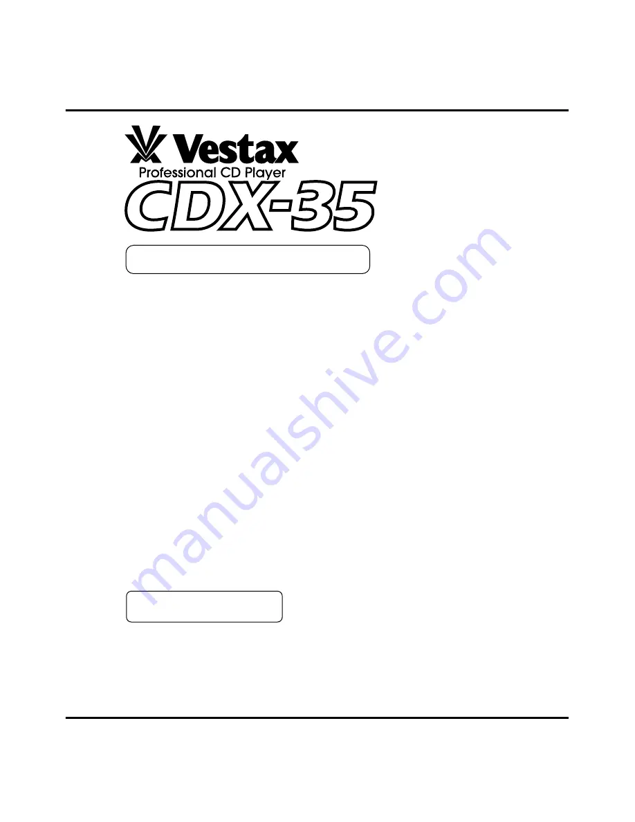 Vestax CDX-35 Скачать руководство пользователя страница 1