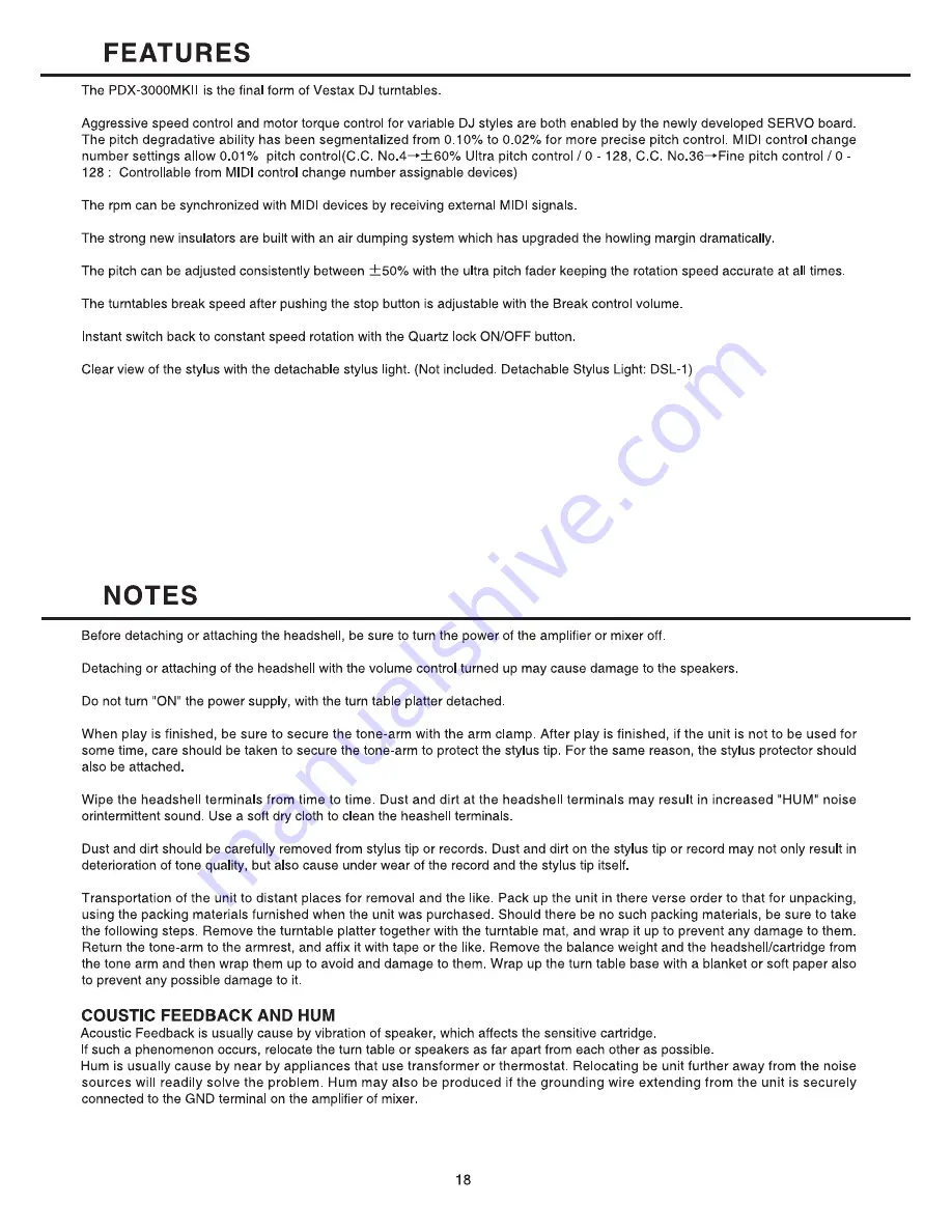 Vestax PDX-3000MKII Owner'S Manual Download Page 4