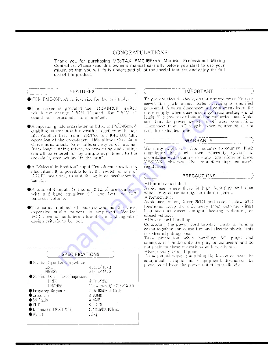 Vestax PMC-06ProD Owner'S Manual Download Page 8