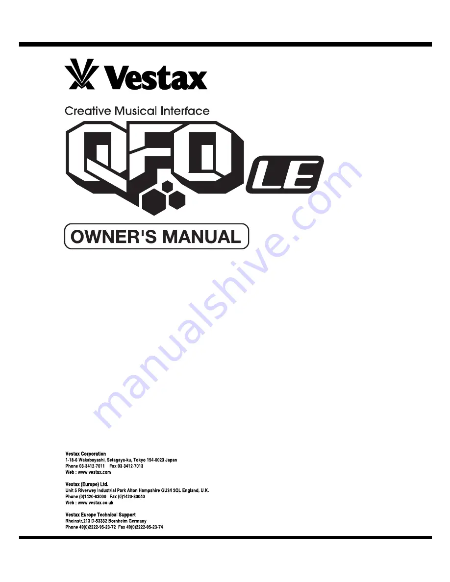 Vestax QFO LE User Manual Download Page 1