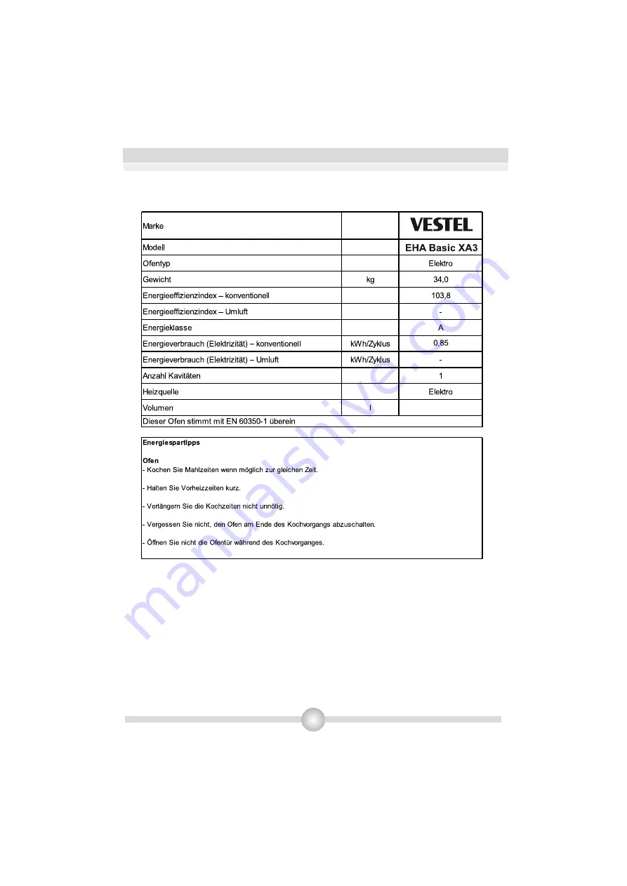 VESTEL EHA BASIC XA3 User Manual Download Page 30