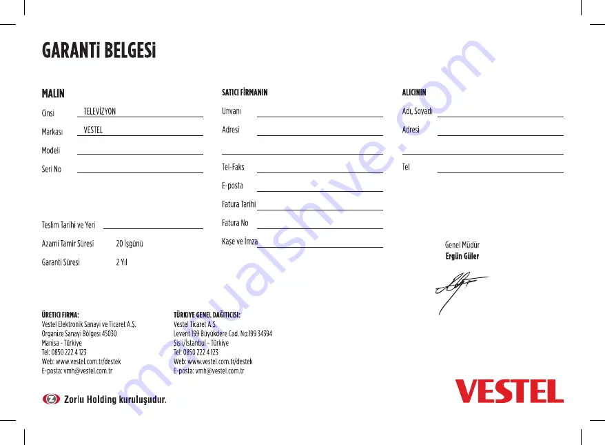 VESTEL SMART 40PF7120 Operating Instructions Manual Download Page 58