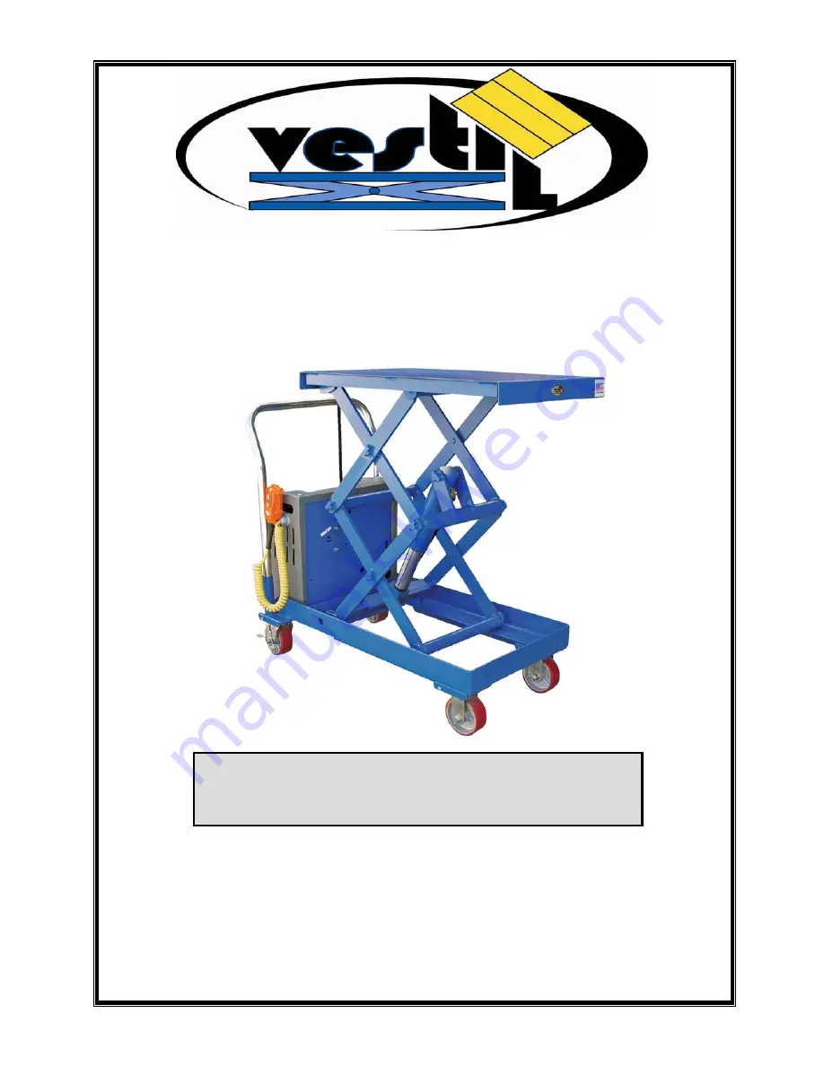 Vestil CART-DS-1000 Instruction Manual Download Page 1