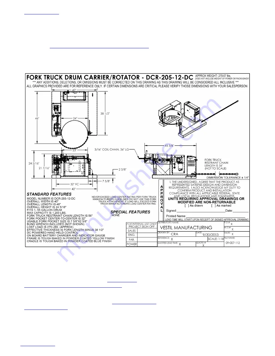 Vestil DCR-205-12-DC Скачать руководство пользователя страница 3