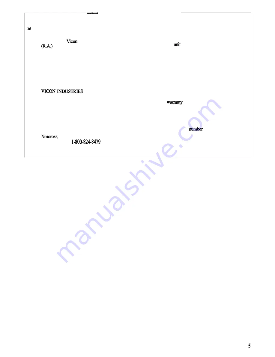 Vicon V8612H Instructions For Installation And Operation Manual Download Page 5