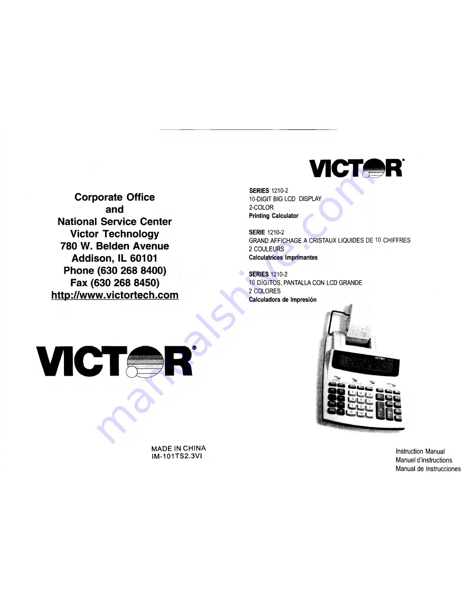 Victor 1210-2 Series Instruction Manual Download Page 1