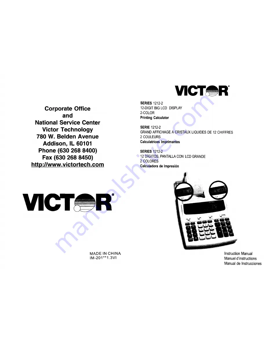 Victor 1212-2 Series Instruction Manual Download Page 1