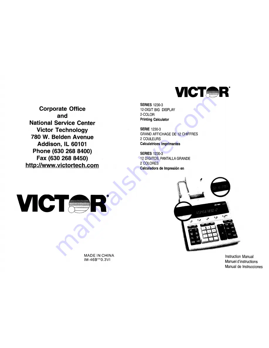 Victor 1230-3 Series Instruction Manual Download Page 1