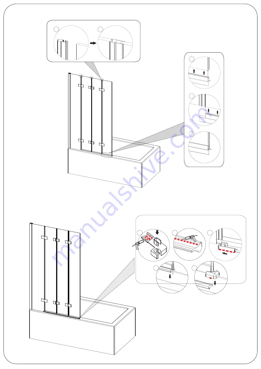 VictoriaPlum MODE BATHROOMS 4 PANEL FOLDING BATH SCREEN Assembly Instructions Manual Download Page 7