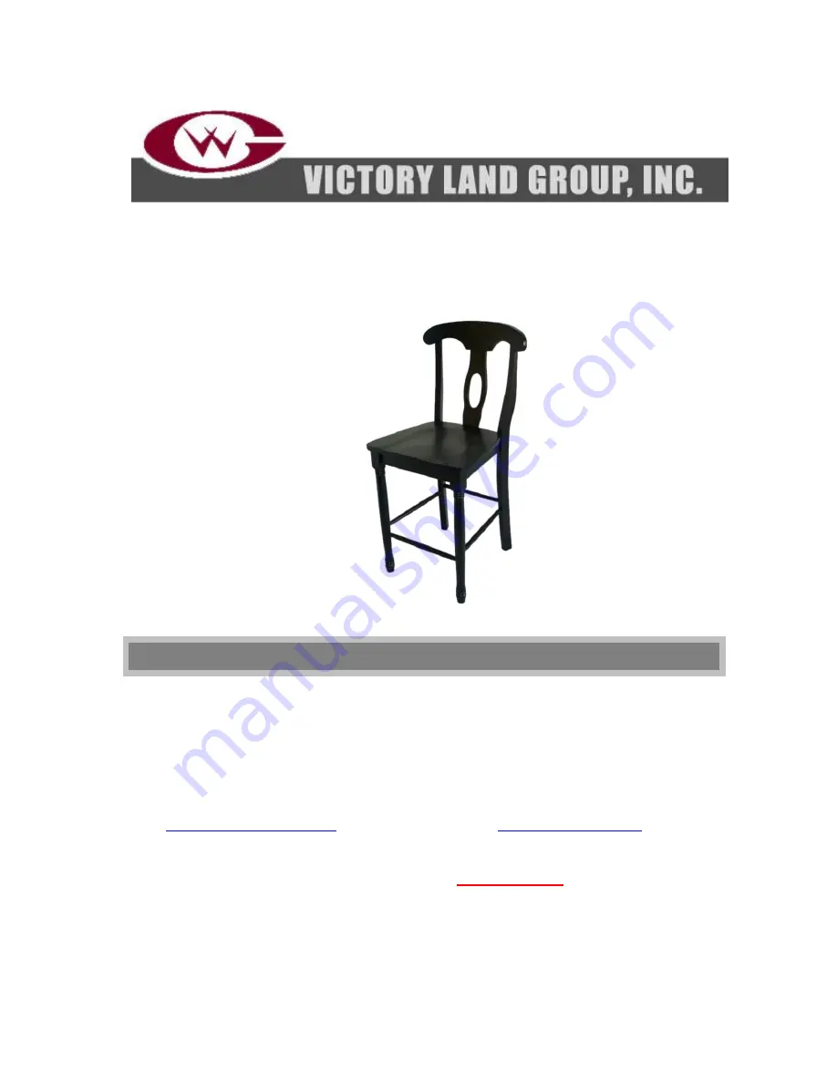 Victory Land Group 24 inch Wood Barstool Assembly Instructions Manual Download Page 1