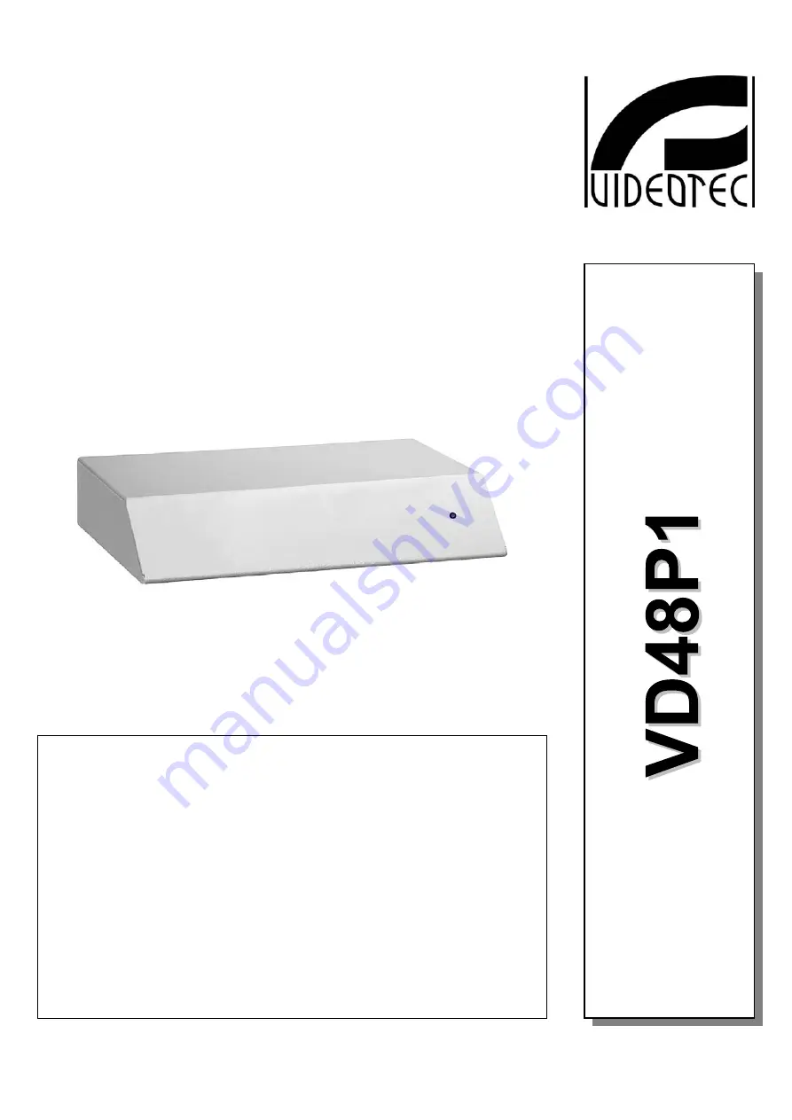 Videotec VD48P1 Скачать руководство пользователя страница 1