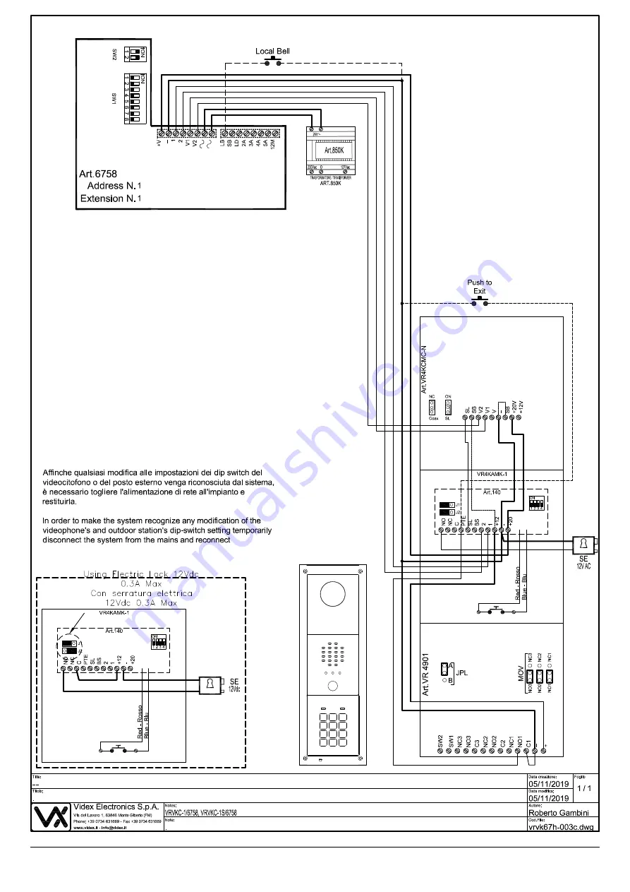 Videx VRVK-1/6758 Installation Handbook Download Page 24