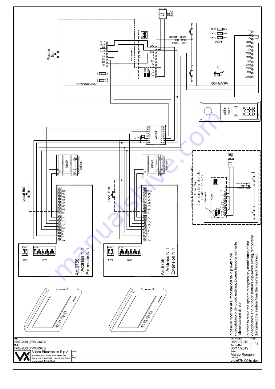 Videx VRVK-1/6758 Installation Handbook Download Page 25