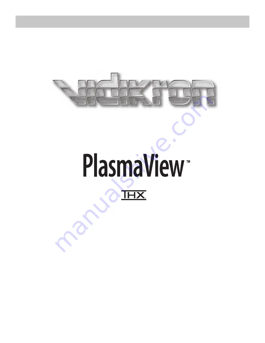 Vidikron PlasmaView VP-6500VHD Owner'S Operating Manual Download Page 1