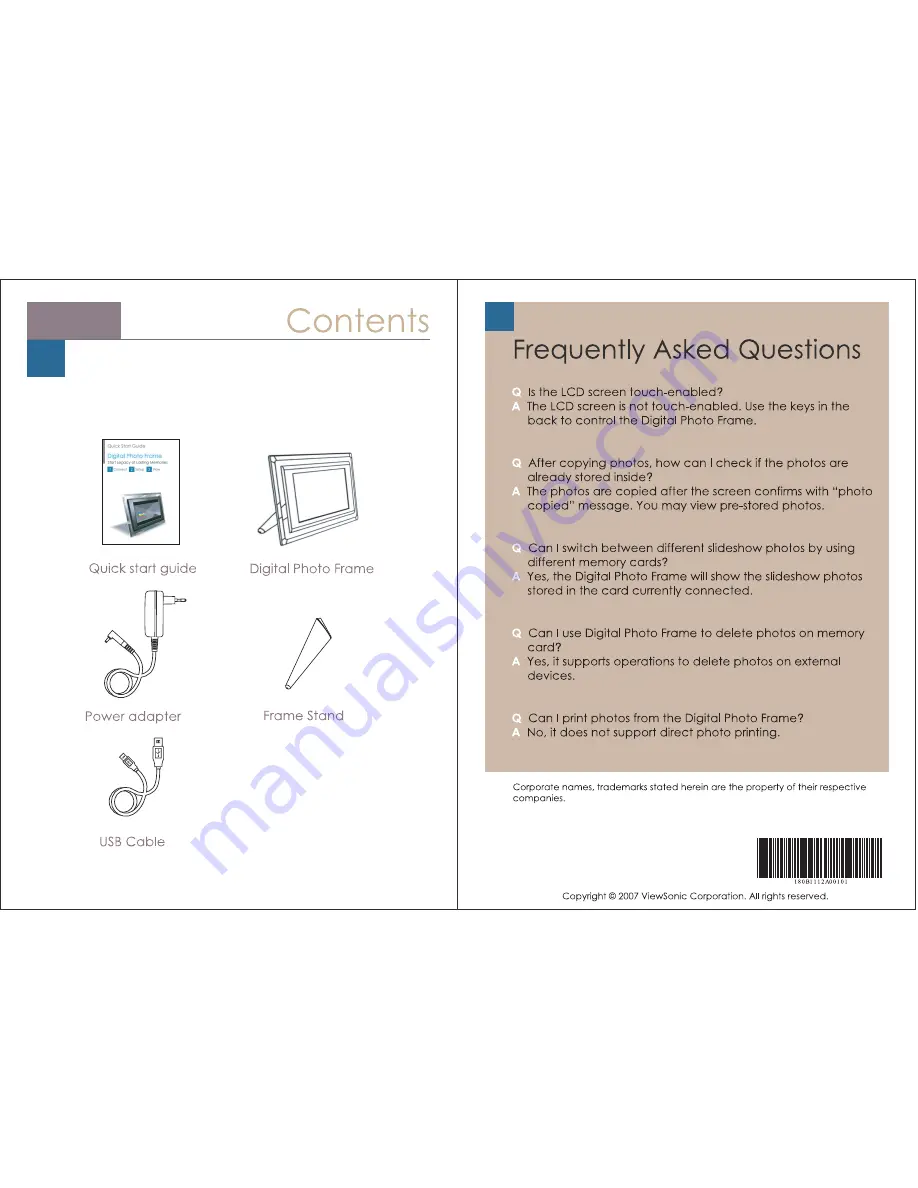 ViewSonic DP701W4WH Quick Start Manual Download Page 4