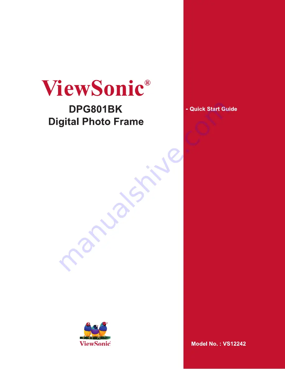 ViewSonic DPG801 Quick Start Manual Download Page 1