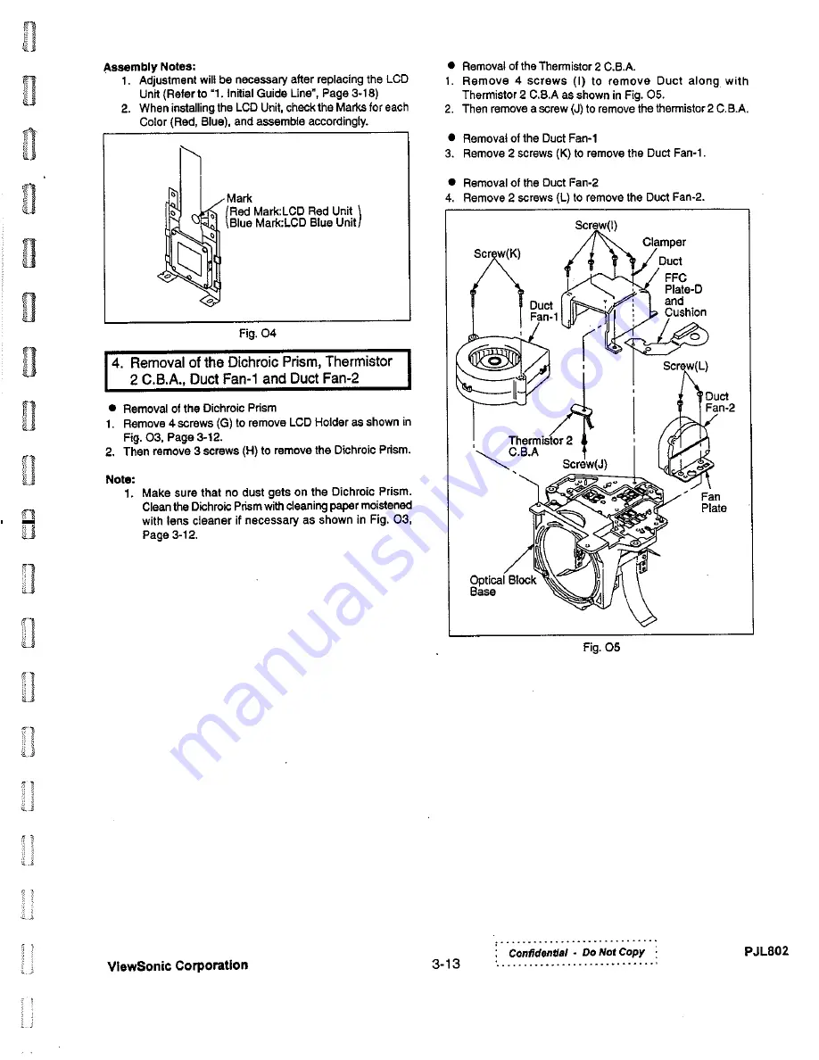 ViewSonic PJL802 Service Manual Download Page 32