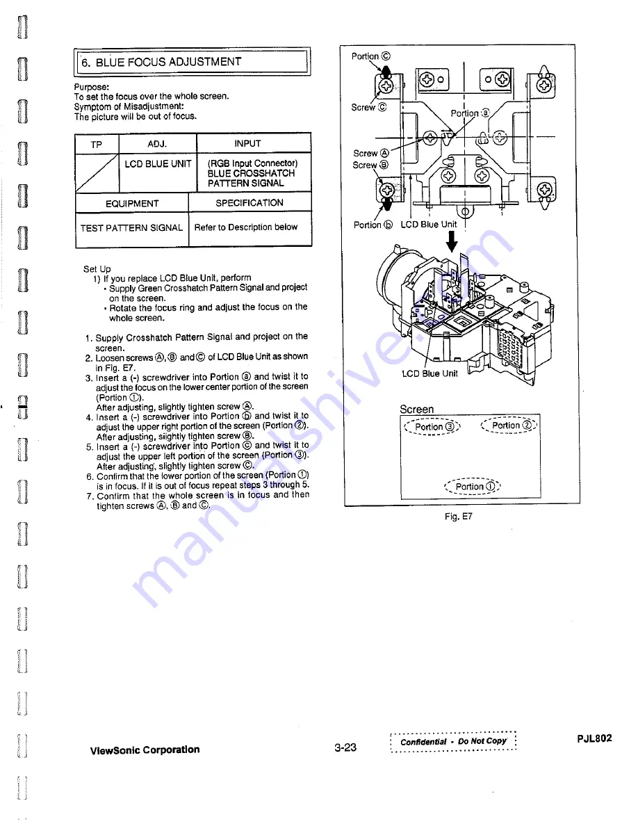 ViewSonic PJL802 Service Manual Download Page 42