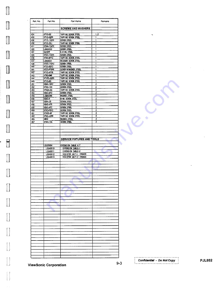 ViewSonic PJL802 Service Manual Download Page 114