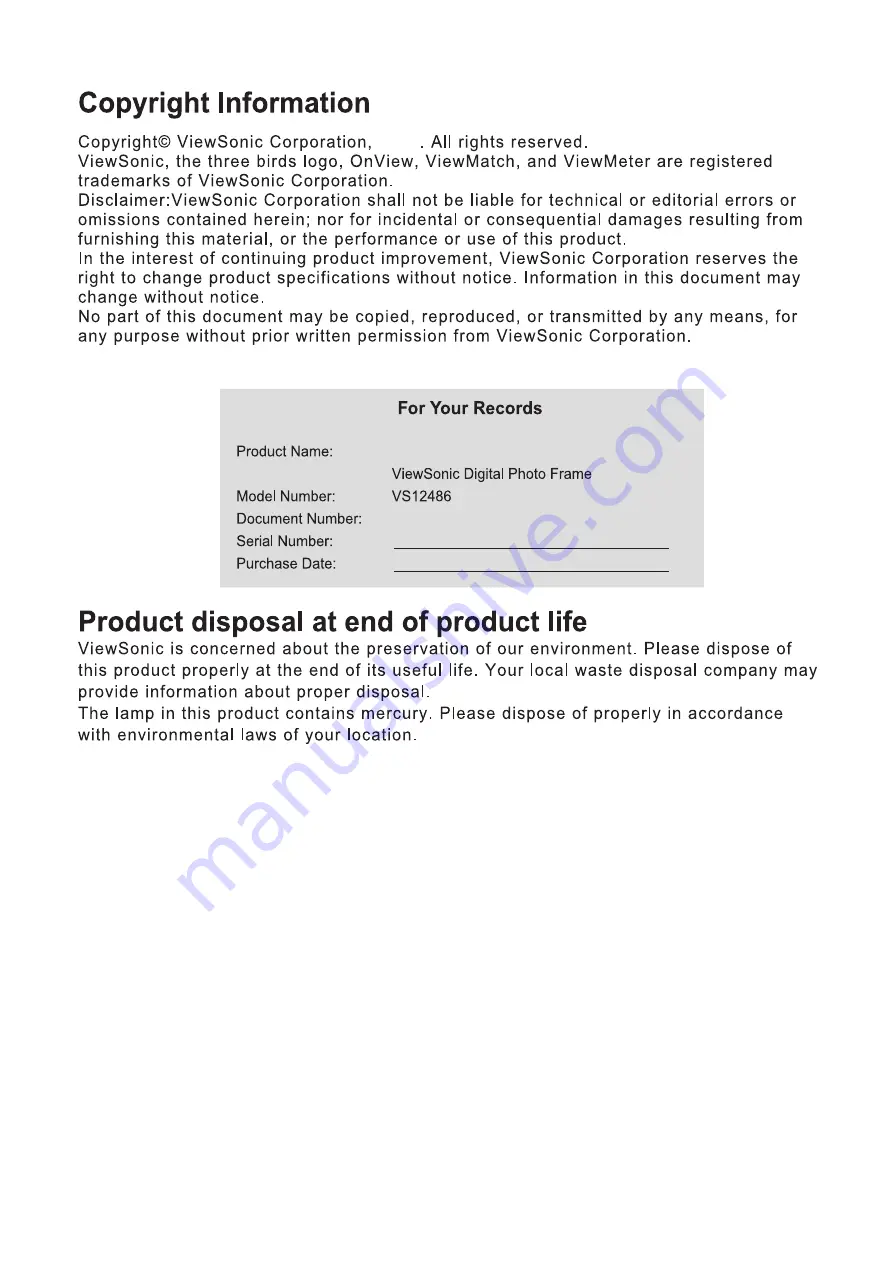 ViewSonic VFD1024w-51 User Manual Download Page 3