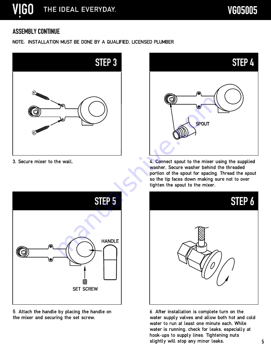 VIGO Atticus VG05005 Manual Download Page 5