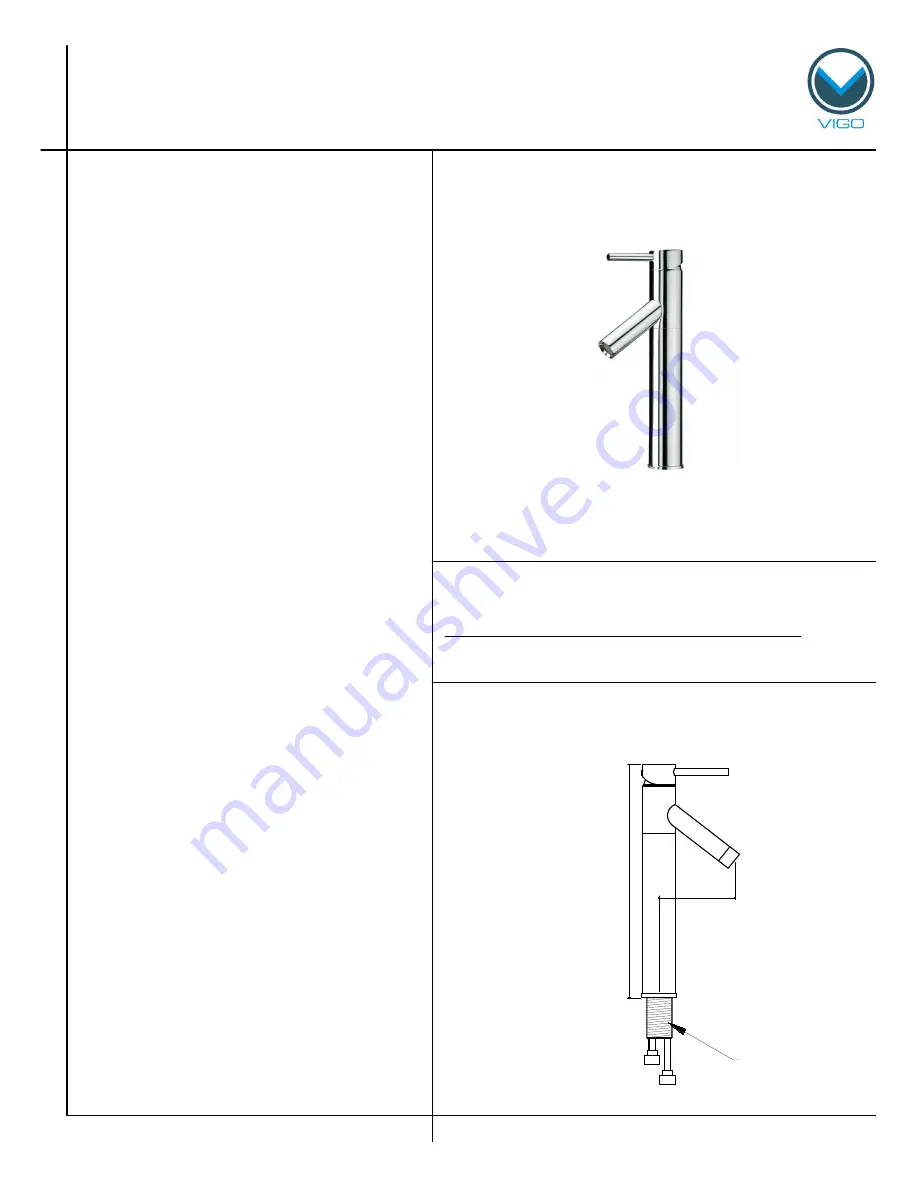 VIGO VG03003 Installation Instructions Download Page 1