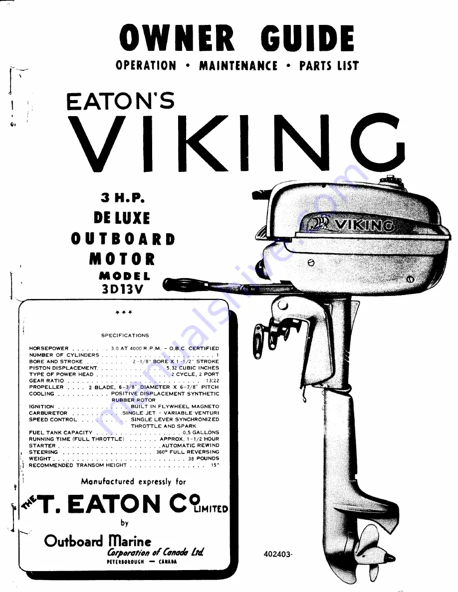 Viking 3D13V Owner'S Manual Download Page 1